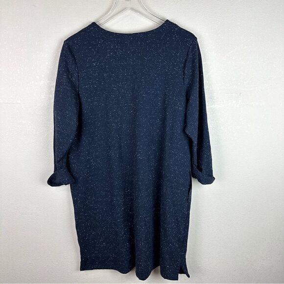 J. Jill Speckled Black Shift Dress Contemporary Causal 1X V-Neck - Picture 5 of 6